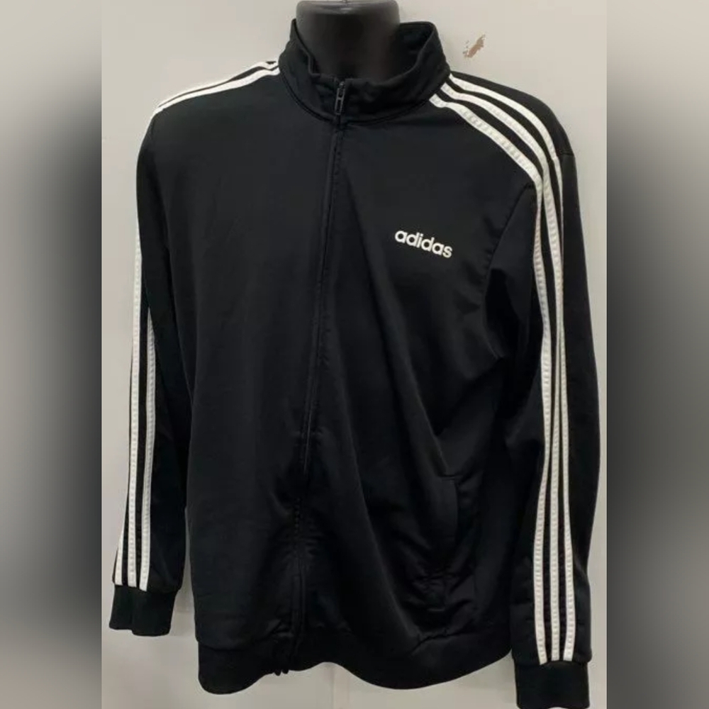 Adidas Men's Black White Full Zip Jacket Size Large